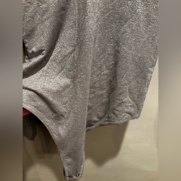 Abercrombie & Fitch Gray Bodysuit metallic sparkly bold party event feminine - Picture 14 of 16